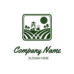 Logo De La Ferme Sun Plant Stripe Field Farmer logo design