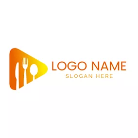 Communication Logo Tableware and Play Button logo design