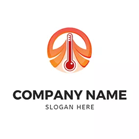 Hot Logo Temperature Volcano Thermometer logo design