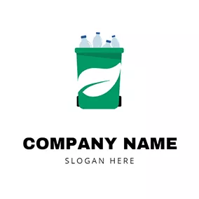 Environmental Logo Trash Can With Bottles logo design