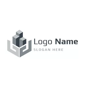 不動産ロゴ Tridimensional Pedestal and Building logo design
