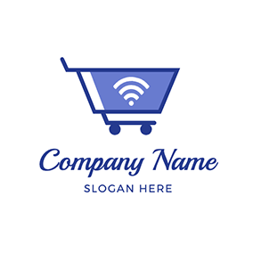 Shopping Logo Trolley Wifi Shopping Online logo design