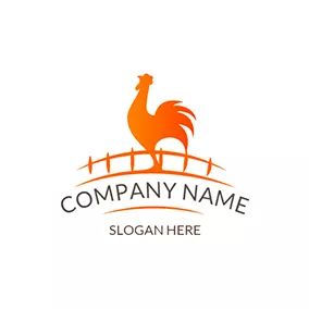 Farm Logo White and Yellow Rooster Chicken logo design