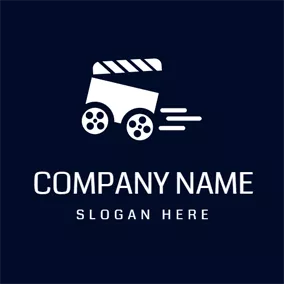 Theatre Logo White Clapperboard and Blue Film logo design