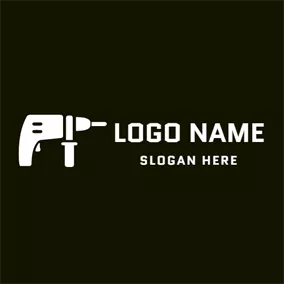 DIYロゴ White Electric Drill and Tool logo design