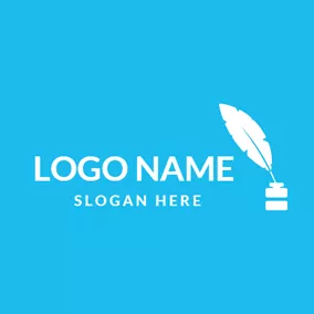 Ink Logo White Feather and Ink logo design