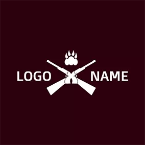 Xロゴ White Fire and Cross Gun logo design