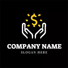 Currency Logo White Hand and Shining Dollar Sign logo design
