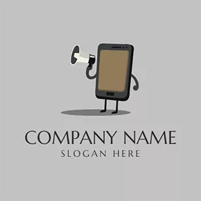 Communicate Logo White Loudspeaker and Black Phone logo design