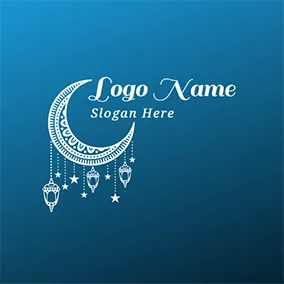 Beautiful Logo White Moon and Decoration logo design