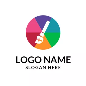 キャンバスのロゴ White Paintbrush and Colorful Palette logo design