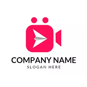 Logótipo Canal Do YouTube White Paper Plane and Red Video logo design