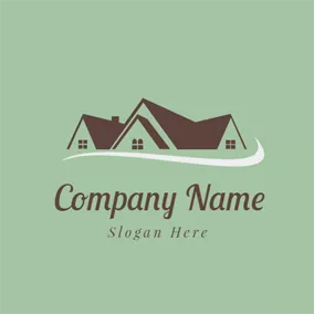 Cottage Logo White Road and Brown House logo design