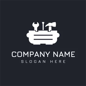 Industrial Logo White Spanner and Tool Cabinet logo design
