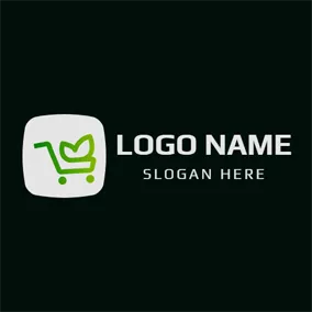Buy Logo White Square and Green Shopping Cart logo design