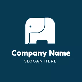 象のロゴ White Square Elephant logo design