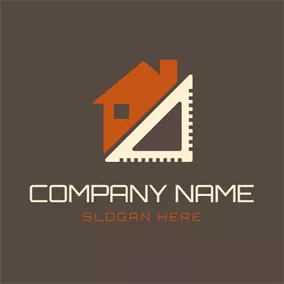 建筑公司Logo White Triangle and Orange House logo design