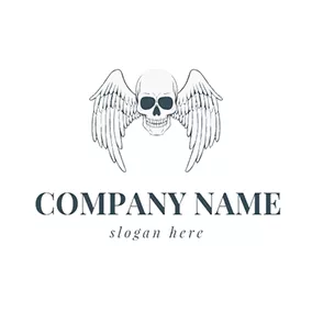 ファッション＆美容ロゴ White Wing and Skull Icon logo design