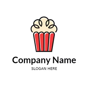 Carton Logo Winding Line and Abstract Popcorn logo design