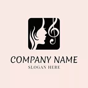 Fancy Logo Woman Singer and Note Icon logo design