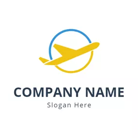 Logo De L'avion Yellow Airplane and Blue Circle logo design