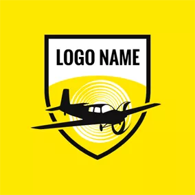 Helicopter Logo Yellow and Black Airplane logo design