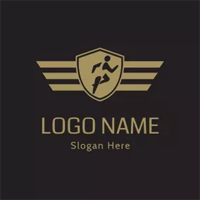 エクササイズのロゴ Yellow and Black Running Badge logo design