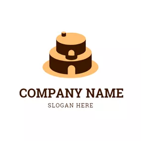 Delicious Logo Yellow and Brown Birthday Cake logo design