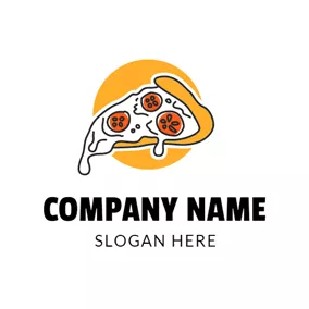 義大利餐館logo Yellow and White Tomato Pizza logo design