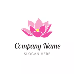 Logótipo De Floração Yellow Bud and Pink Lotus logo design