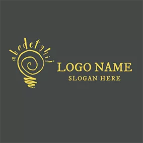 Idea Logo Yellow Circle and English Letter logo design