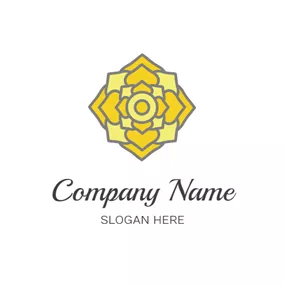 Logo En Forme De Fleur Yellow Flower and Floor Tile logo design