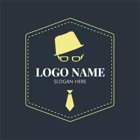 Logótipo De Elite Yellow Hexagon and Hipster Icon logo design