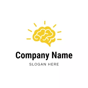 Creativity Logo Yellow Light and Brain logo design