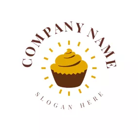 Delicious Logo Yellow Light and Cupcake logo design