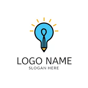 チャンネルのロゴ Yellow Light and Lamp Bulb logo design