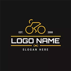 騎行 Logo Yellow Racer and Bicycle logo design