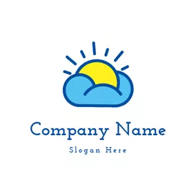 Logótipo Nuvem Yellow Sun and Blue Cloud logo design