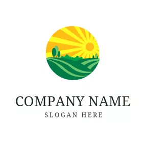 Sky Logo Yellow Sunlight and Green Grassland logo design
