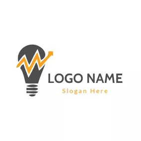 Logótipo De Trading Yellow Wavy Line and Brownness Bulb logo design