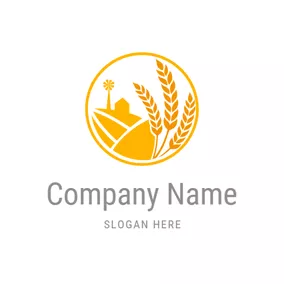 Logo De La Ferme Yellow Wheat and Farm logo design