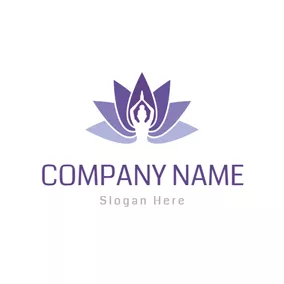 Logo Du Yoga Yoga Female and Purple Lotus logo design